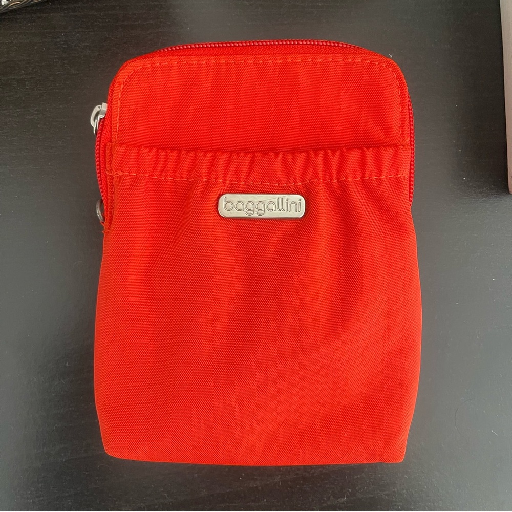 Baggallini Red Mini Crossbody Pouch RFID Travel Bag Adjustable Strap